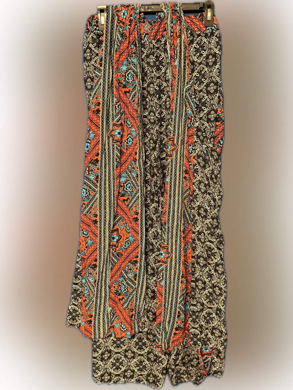 Sun + Stone Orange, Black & Turquoise Printed Boho Swim Cover